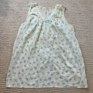 Vintage 1950s Blue Floral Sheer Sleeveless Nightgown, Cozy Cottage Core